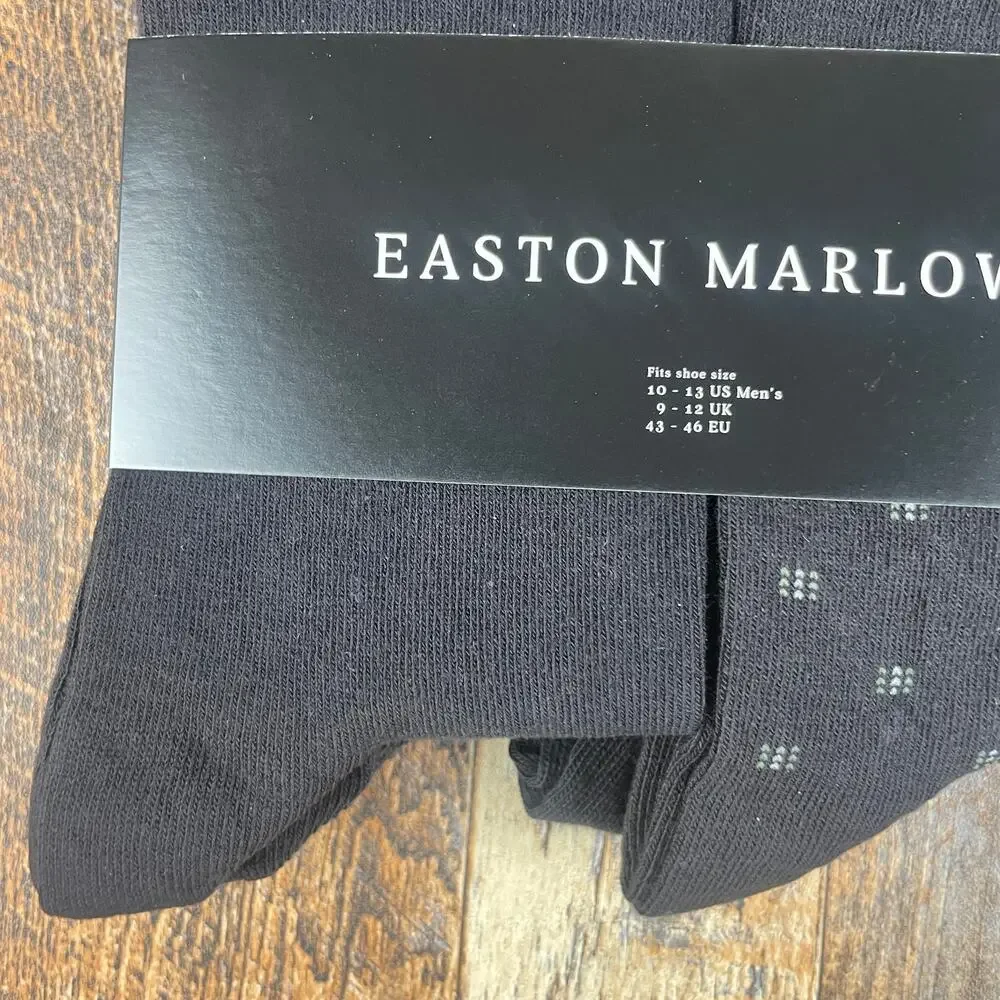 EASTON MARLOWE Men's Shoe Size 10-13 Black White Cotton Polyamide Elastane 6PK